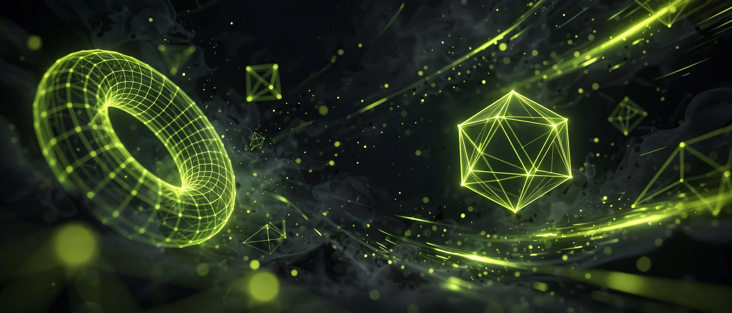 Abstract 3D render of glowing geometric shapes
